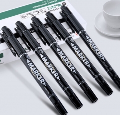 三木(SUNWOOD) 12支装小双头速干油性记号笔0.5mm&1.5mm 黑色