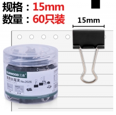 三木(SUNWOOD) 15mm黑色长尾夹/长尾票夹 60只/筒