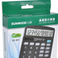 三木 12位大屏幕太阳能双电源桌面计算器 黑色 837
