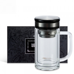 得力(deli) 8989 双层隔热玻璃杯 礼盒装 320ml