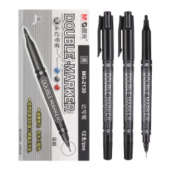 晨光 M＆G 小双头记号笔 MG-2130 细头2.0mm，极细头0.5mm (黑色) 12支/盒