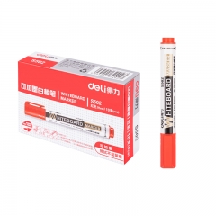 得力S502可加墨白板笔(红)10支/盒