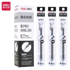得力S761子弹头中性笔芯0.7mm(黑) 20支/盒