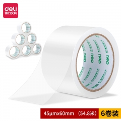 得力30332封箱胶带60mm*60y*45um(6卷/筒)(普透)