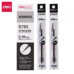 得力S765中性笔芯0.38mm全针管(黑) 20支/盒