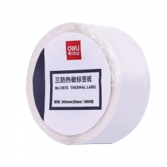 得力11875三防热敏标签纸30*20(白)(1000张/卷)