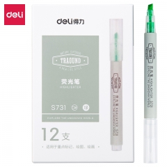 得力S731荧光笔(绿)12支/盒