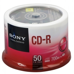 索尼（SONY） CD-R 空白刻录光盘 1-48X 700M车载音乐办公桶装空白刻录光盘 50片