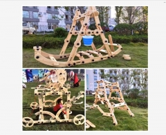 幼儿园安吉游戏积木儿童户外大型碳化组合实木螺母室外拼插建构玩具