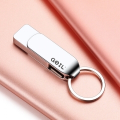GEIL 金邦S310 3.0银色 系统车载大容量 手机电脑两用U盘 金属防尘防震 64G