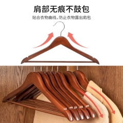 左转角 衣架木质衣架子木头衣架衣服挂木质晾衣架无痕防滑衣撑子5支装