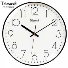 天王星（Telesonic）挂钟 客厅创意钟表现代简约静音钟时尚个性3D立体时钟卧室石英钟圆形挂表Q8723-2黑色
