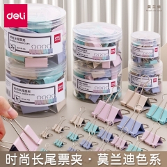 得力（deli）彩色长尾票夹套装 金属燕尾夹票据夹子文件夹 混装-三组规格 63只 8529A