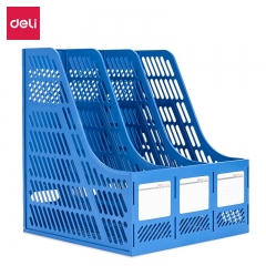 得力（deli） 文件框三联塑料文件架资料架 9847蓝色