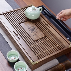 实木茶盘 功夫茶盘茶具托盘 (棕色)805#兰香茶盘43*27*5.5