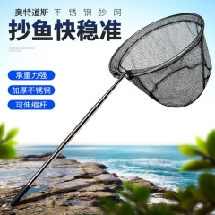 钓鱼抄网竿不锈钢定位伸缩网杆套装 2.5米杆+40cm抄网头