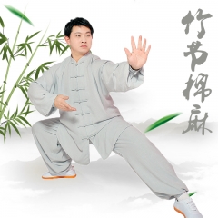 竹节麻太极服男女练功服 灰色 男女同款