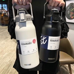 膳魔师（THERMOS）大容量保温杯316不锈钢杯子吸管水杯1300ml黑色