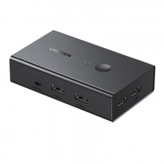绿联 KVM切换器 HDMI视频切屏器二进一出4K30Hz 适用电脑笔记本显示器电视投影仪鼠标键盘USB打印机共享器90809