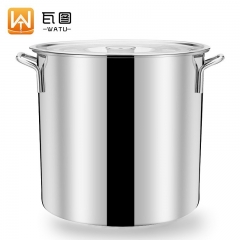 瓦图 WATU 不锈钢桶带盖商用汤桶加厚大容量汤锅卤水桶 直径40高度40 容量50L