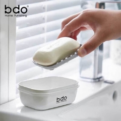 bdo肥皂盒带盖香皂盒沥水旅行便携式肥皂盒 白色1个