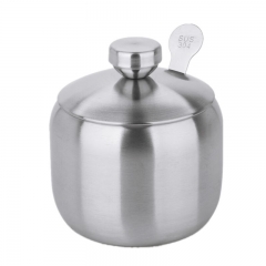 304不锈钢调料盒单个带勺辣椒油盒 8.5cm (加厚约400ml)