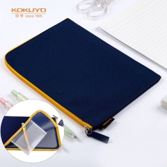 国誉(KOKUYO)A4文件袋L型拉链不透明款网格文件资料拉边袋（335*245*7mm）深蓝 2个 WSG-KUK211DB