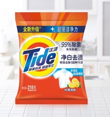汰渍洗衣粉净白去渍218g家用小包装无磷强力去污去油