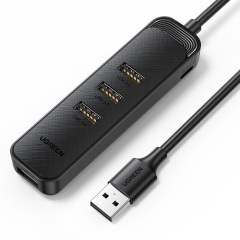 绿联（UGREEN）USB转4口USB3.0分线器带供电接口 笔记本主机等设备接口拓展分线器 CM456 1.5米（20488）