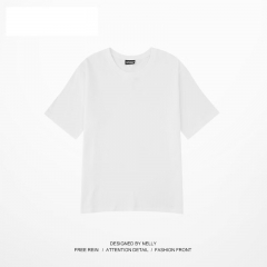 纯棉短袖t恤宽松圆领打底衣服长绒不透 白色 XL（体重120-135斤）