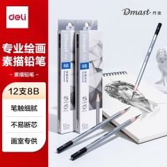 得力(deli)RK3-8B高级美术绘图丹途素描铅笔(混)(12支/盒)