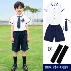 米诗德（MISHIDE）毕业照服装小学生夏季短袖衬衫款校服班服 6665男款配黑色袜子 180CM