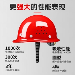 润宝安全帽头盔工地透气防砸施工建筑应急车载红色标准款