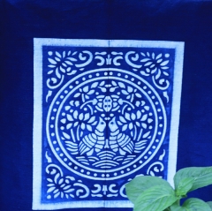 夹缬雕版草木染蓝染手工染布