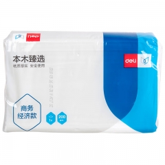 得力臻韧卫生纸擦手纸卷纸面巾纸抽纸 本木臻选CC1200-02擦手纸1层200抽(白) CC1200-02
