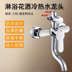 惠利得淋浴花洒冷热水龙头热水器混水阀全铜主体三挡淋雨热水器开关家用 暗装*唐老鸭三档龙头  无配件 三档龙头