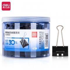 得力黑色省力票夹长尾夹燕尾夹试卷夹 8562S-41mm(24只/盒) 8562S