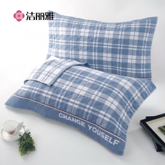 洁丽雅 抗菌三层纱布枕头巾 加大加厚吸湿透气枕巾 格律-蓝78*52cm 78*52cm