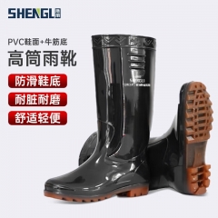 胜丽雨鞋高筒防水鞋户外雨天耐磨胶鞋不易滑 黑色 38码 38码
