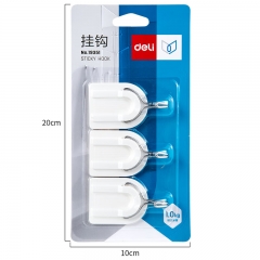 得力 19351 常规型粘胶挂钩 EVA泡棉背胶 不锈钢钩 3个/板 19351